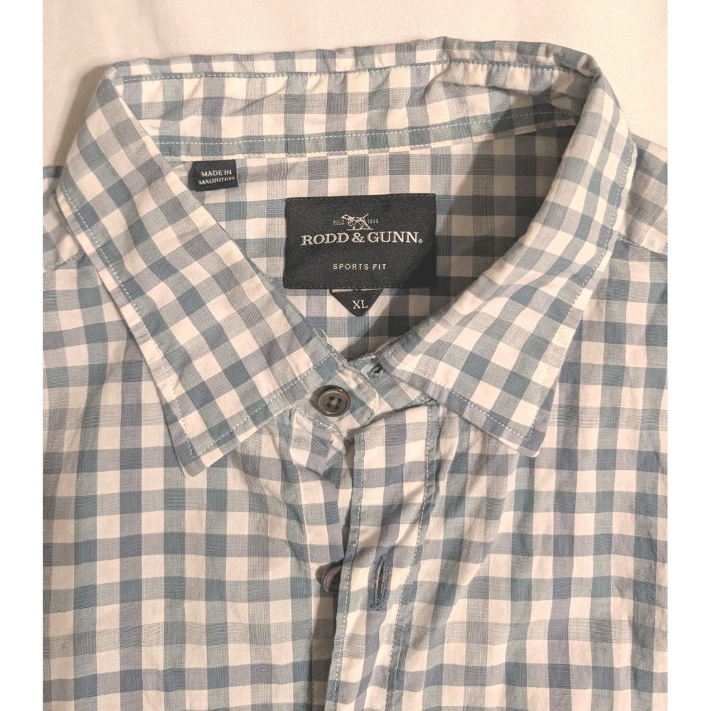Rodd And Gunn Men's Green &‎ Blue Checkered Print Oxford Shirt - Size Large - Picture 2 of 6